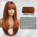 HAIRCUBE Auburn Wigs for Women,Long Wig with Bangs Natural Wavy Auburn Wigs Heat Resistant Fiber Synthetic Wigs for Daily Party