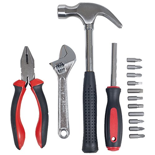 Stalwart Household Hand Tools, Tool Set - 15 Piece by, Set Includes – Hammer, Wrench, Screwdriver, Pliers (Tool Kit for the Home, Office, or Car)