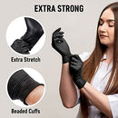 Packware Nitrile Disposable Black Gloves - Latex & Powder Free Work Gloves - Non-Sterile Natural Rubber Gloves for Medical Use, Sensitive Skin, Cleaning and General Use - 100pcs (Large) Black