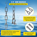 VEVOR Anchor Chain, 10 ft x 5/16 in 316 Stainless Steel Chain, 3/8" Anchor Chain Shackle, 7120lbs Anchor Lead Chain Breaking Load, 9460lbs Anchor Chain Shackle Breaking Load, Anchor Chain for Boats