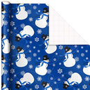 Image Arts Blue Christmas Wrapping Paper with Cut Lines on Reverse (4 Rolls: 120 sq. ft. TTL) Snowmen, Snowflakes, Blue and White Stripes