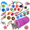 Cat Toys Set Collapsible Pet Tunnel Tubes Indoor Kitten Interactive Feather Fluffy Mouse Crinkle Balls Training Toys for Cats, Puppy, Rabbits