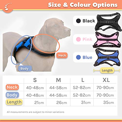 Zenify Pets Dog Harness - Chest Control Grab Adjustable Reflective for Large Dogs (Blue, Large)…