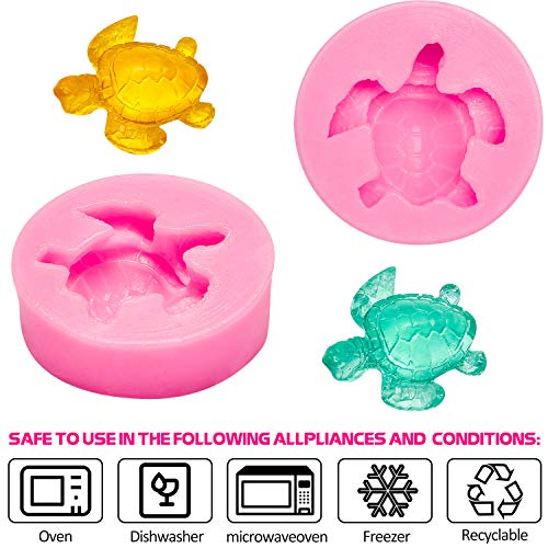 4 Pieces Turtle Chocolate Mold Sea Turtle Silicone Mold Fondant Candy Mold Chocolate Making Mold Baking Mould Tool for Cake Decorating Polymer Clay