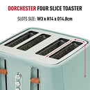 Haden Dorchester Green Toaster 4 Slice – Modern LCD Display - 6 Browning Levels - With Wood Effect Finish - Cancel/Defrost/Reheat - 1900-2300W Digital 4 Slice Toaster
