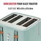 Haden Dorchester Green Toaster 4 Slice – Modern LCD Display - 6 Browning Levels - With Wood Effect Finish - Cancel/Defrost/Reheat - 1900-2300W Digital 4 Slice Toaster