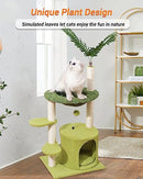 Cat Tree House 31.5 Inches Small Cat Tower with Cozy Condo & Hammock, Sisal Scratching Post & Interactive Ball for Indoor Cats Kittens (Green Small)