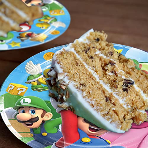 Super Mario Birthday Party Decorations, Mario Party Supplies Include Plates Napkins and Cups Tablecloth Boys Kids Mario Party Tableware Set 20 Guests