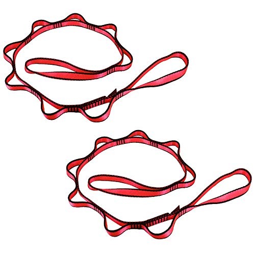 KIKIGOAL 2pcs Safety Daisy Chains Strong Climbing Strap Adjustable Nylon Strap Rope Yoga Pilates Stretching Straps (red, 105cm * 1.5cm/41.34'x0.59)