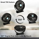 5 Inch USB Powered Desk Fan with 3 Speeds, 2500mAh Battery Portable Mini Fan Handy Desk Fan Cooling Fan with Strong Airflow Desktop Fan Handheld Fan Multi Use For Both Home / Office and Outdoor/ Traveling, Black