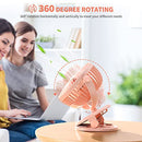 SmartDevil Clip on Fan, 360° Rotation Portable Small Desk Fan, 3 Speed Personal Rechargeable Battery Operated Table Fan with Clip, Mini Clip Fan for Stroller, Camping, Office, Desk(Pink)
