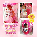 5-Piece Princess Castle Girls Pop Up Play Tent & Dress Up Costume Bundle - Playhouse Girls & Toddler for Indoor & Outdoor Use with Pink Fairy Tale Carrying Bag & Glow in The Dark Stars