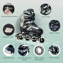 Adjustable Roller Blades, Inline Skates for Girls Kids, Light Up Adult Roller Blades Skates for Boys Girls Children Teens Women Outdoor Indoor(Black Camo)