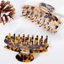 Big Claw Hair Clips 3.8 Inch Tortoise Banana Hair Clips for Women Girls Thin Hair French Design Celluloid Leopard Print Strong Hold Hair Clips for Thick Hair , 2 Color Available (2 Packs)