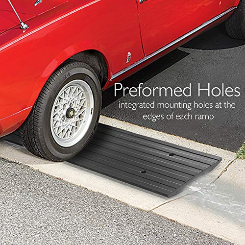 Car Driveway Curbside Bridge Ramp - Heavy Duty Rubber Threshold Curb Ramp, Used for Loading Dock, Garage, Sidewalk, Truck, Scooter, Bike, Motorcycle, Wheelchair Mobility, Other Vehicle - Pyle