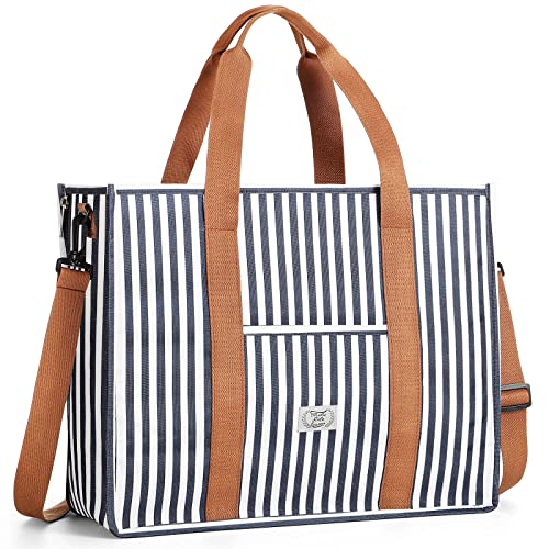 Lekebobor Canvas Tote Bag for Women Large Capacity Tote Purses Crossbody Shoulder Handbag for Work School Travel, Striped