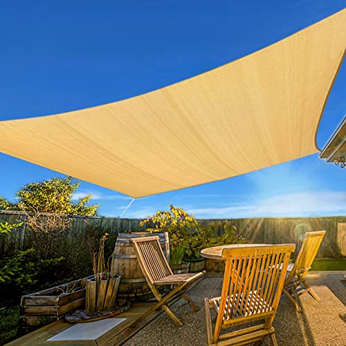 (1 Sand) - Belle Dura 3m x 4m Sun Shade Sails Canopy Rectangle Sand, 185GSM Shade Sail UV Block for Patio Garden Outdoor Facility and Activities