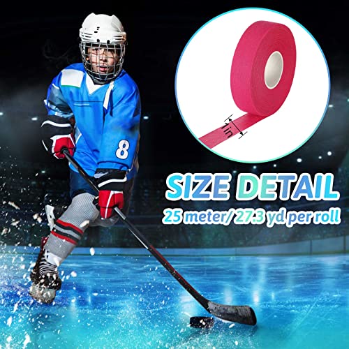 2 Rolls Cloth Hockey Tape 27 yd x 1 Inch Multipurpose Hockey Stick Tape Athletic Sport Tape for Ice Roller Blade Handle Protector (Bright Pink)