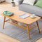 Mofish Coffee Table, Center Table, Natural Bamboo Table, 2 Tier End Table with Storage Shelf, Japanese Style Modern Simple Wood Sofa Table for Home Living Room Office - Wood Color(100 x 50 x 50CM)