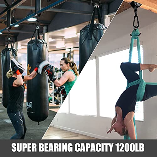 Hammock Hanging kit,360°Rotating 1200 lb Capacity Heavy Duty,Hanger & Swing Hook Snap for Concrete Wood,Hammock,Veranda Seat,Chair,Swing Sets,Yoga and Gym（Without Chain ）