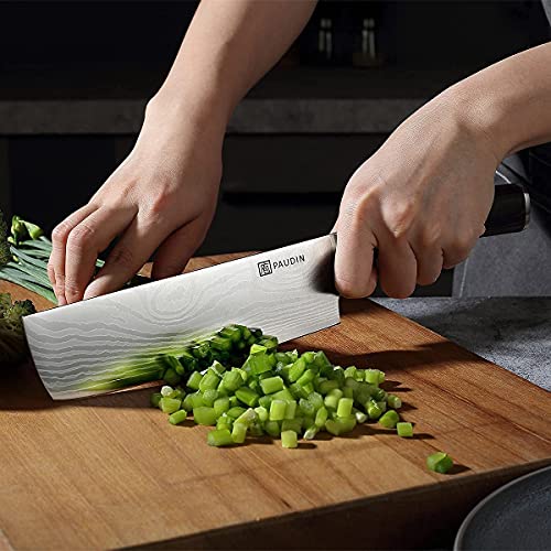 PAUDIN 3 Piece Kitchen Knife Set, German High Carbon Stainless Steel Chef Knife Set with Wooden Handle, Professional Kitchen Knives with Gift Box