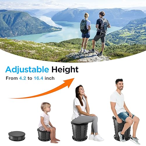 PANKAY 16.4" XXL Portable Toilet for Adults Camping, Retractable Camping Toilet,Adjustable Height Portable Potty for Kids, Travel Toilet with Handbag, Foldable Camp Toilet for Car Hiking