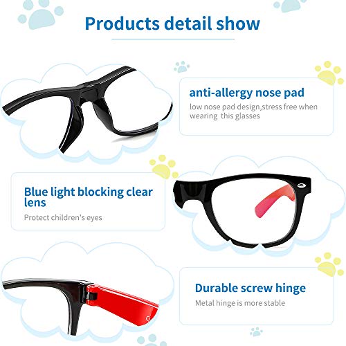 Cyxus Blue Light Blocking Glasses for Kids Anti Eye Strain Computer Glasses UV420 Filter Lens Lightweight Frame Eyeglasses Age 3-10(red)