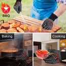 QUWIN BBQ Gloves, 1472℉ Extreme Heat Resistant, Silicone Non-Slip Oven Mitts, Kitchen Gloves for Grilling, Cooking, Baking-1 Pair… (One Size Fits Most, Black)