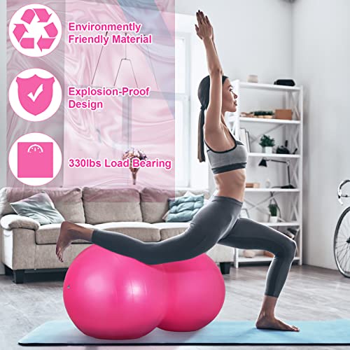 Wettarn 2 Pcs Peanut Ball Peanut Exercise Ball Peanut Yoga Ball Pregnancy Stability Fitness Earthnut Ball with Pump for Kids Autistic Therapy, Labor Birthing, Core Strength Training, Pink, Blue