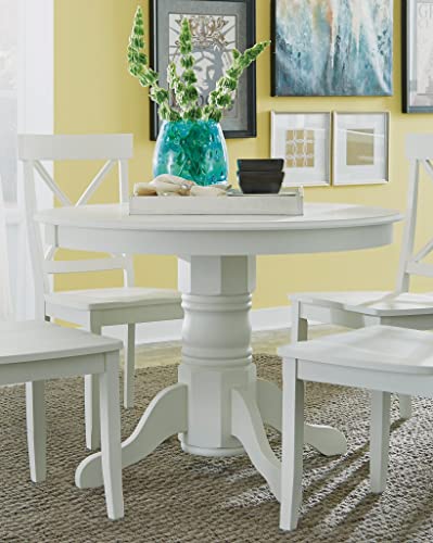 Home Styles 5177-30 Round Pedestal Dining Table Antique White Finish