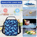 Dinosaur Lunch Bag for Boy,VASCHY Insulated Reusable Lunchbox Tote Cooler Bags for Toddler Kids for School, Picnic with Detachable Shoulder Strap Blue