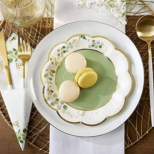 Kate Aspen Sage Green Party Decorations, Eucalyptus Floral Botanical Garden 62 Piece Party Tableware Set (16 Guests)- Perfect for Greenery Baby Shower & Bridal Showers