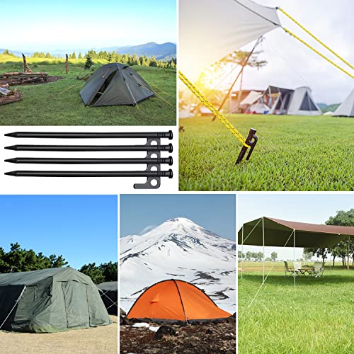 Tent Stakes, 4/8/12/16 Pack 8/10/12/16in Tent Stakes Heavy Duty with Storage Bag, Forged Steel Tent Pegs for Camping Unbreakable and Inflexible (4pcs 8in Stakes)