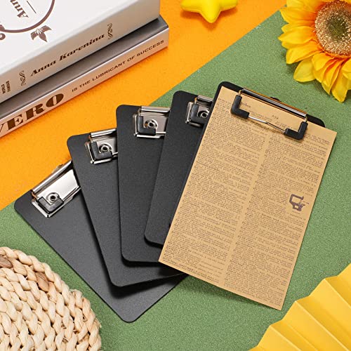 60 Pack Mini Clipboards 4 x 6 Inch Memo Small Clipboards Plastic Check Presenters for Restaurants Pocket Cute Clipboard with Profile Clip for Small Notepads Receipts Tickets for Office (Black)