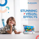 Playlearn USA Fake Fish Tank Mini Aquarium - Artificial Fish Tank with Moving Fish - Fake Aquarium Lamp - Perfect Sensory Lamp, Grey Base