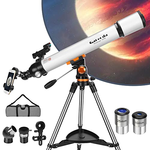 [2023 Upgraded] Gaterda Telescope, 70mm Aperture 700mm Real 210x HD Magnification, Astronomical Telescope for Adults & Kids & Beginners with Red Dot Finderscope, no Inverted Images, Easier to Use