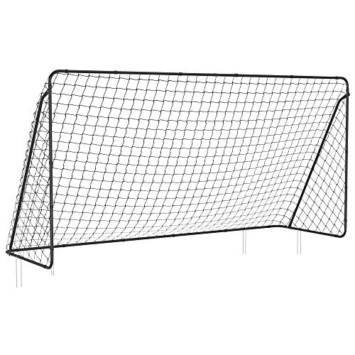 SONGMICS Children's Soccer Goal 12 x 6 Foot, in Garden, Courtyard, Park, Beach, Metal Pipes and PE Net, Quick Assembly, Black USZQ366B01V1