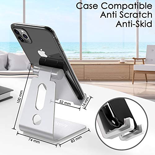 Adjustable Mobile Phone Stand for Desk with Non-Slip Base, Anti-Scratch & 270° Rotatable, Cellphone Holder for All Smartphone & Tablets (iPhone, Android)