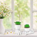 Fake Succulent, 2PCS Mini Succulents Plants Artificial in Black Modern Human Shaped Ceramic Pots Cute Desk Decor Desk Plant for Office Decor for Women, Cute Fake Plants Bathroom Decor (White)