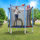 Genki 60 Inch Kids Trampoline Round Bounce Rebounder Jumping Exercise Indoor Outdoor Safety Net Enclosure Spring Basketball Hoop