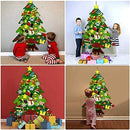 DIY Felt Christmas Tree with 32pcs Ornaments 4ft Family 3D Fake Xmas Tree with 20 LED Lights for Kids Toddlers Home Door Window Wall Christmas (Merry Christmas)