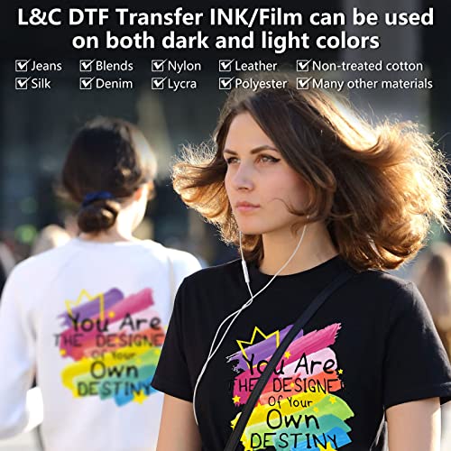 L&C DTF Ink for EPSON ET 8550, DTF Transfer Ink Refill for epson et-8550 D570 R1390 DTF Printers, Heat Transfer Printing Ink Set 100ml X 6