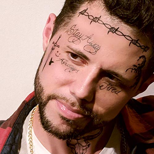 Post Malone Face Tattoo Set | Temporary Tattoos | Halloween Costume | Skin Safe | 16 Tattoos Total