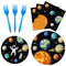 Rainmae Galaxy Outer Space Party Supplies, Space Party Tableware Set, Dinner Plates, Napkins for Kids Space, Solar System, Universe, Planets Baby Shower, Astronaut Birthday Party Decoration Serves 20