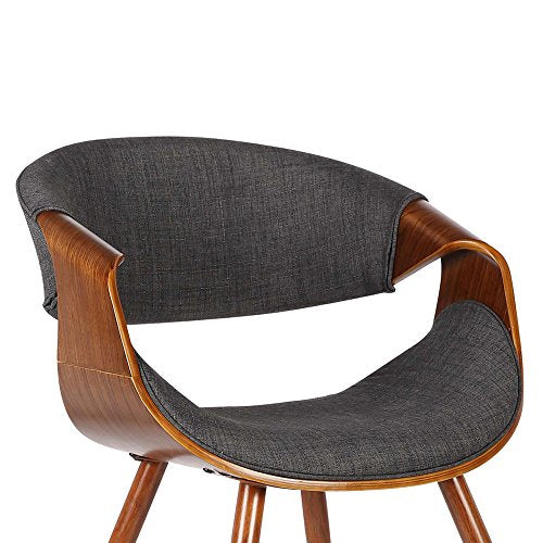 Armen Living Butterfly Dining Chair in Charcoal Fabric and Walnut Wood Finish