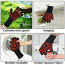 2 PCS BBQ Grill Gloves Heat Resistant Kitchen Oven Pot Holder Silicone Non-Slip Glove for Cooking, Barbecue, Cutting and Outdoor Camping, Baking, Welding, Fireplace (Black - 1 Pair)