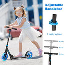 HONEY JOY Folding Kick Scooter for Kids 10 Years and up, with 2 Flashing Wheels, 3-Level Adjustable Handlebar, Rear Foot Brake, Aluminum Deck, Outdoor Sports Scooter for Boys & Girls (Blue)