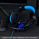 BlueFire 3.5mm Gaming Headset for PS4 PS5 Xbox One Tablet Laptop, Over-Ear Gaming Headphones with Mic and LED Lights for Laptop Mac Nintendo Switch PC(Blue)
