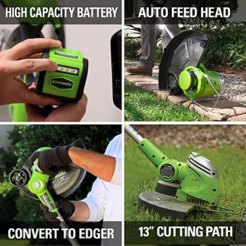 Greenworks 40V 13" String Trimmer/Edger, Battery and Charger Not Included