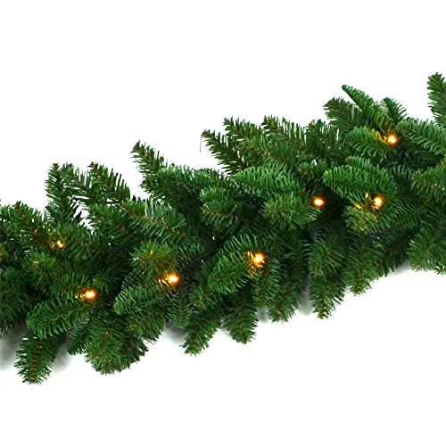 Gifts 4 All Occasions Limited SHATCHI 2m Long Garland LED Pre Lit with Various Tips Christmas Lightings Fireplace Home Wall Decorations, Green